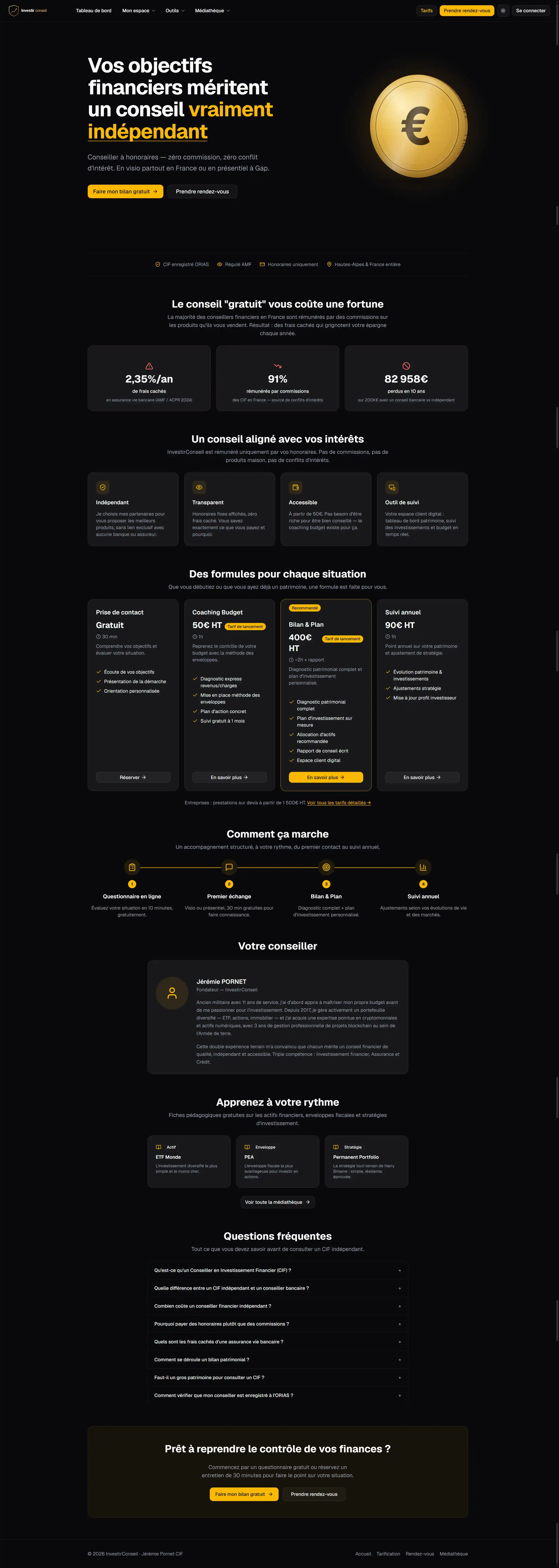 Screenshot du site Investir conseil